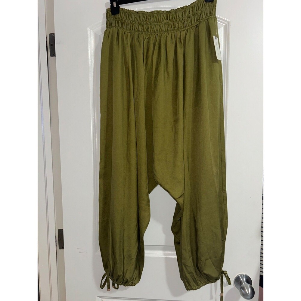 Anthropologie Women’s Draped Balloon Harem Pants size M NWT Olive Green Pull-On - Picture 4 of 10